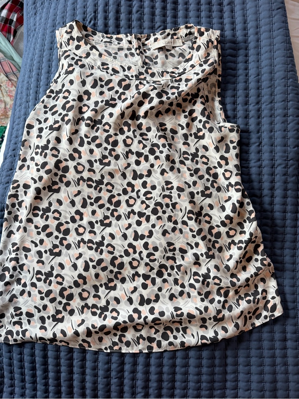 LOFT Leopard Print Sleeveless Top in Ivory, Black & Blush